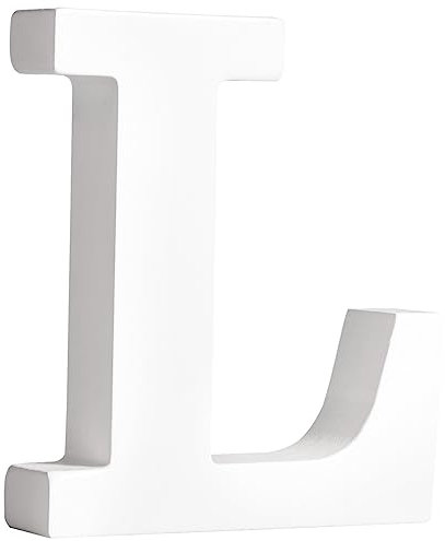 Rayher MDF-Buchstabe L, weiß, 9,7 x 11 cm, Stärke 2 cm, 3D-Buchstaben Holz, Holz-Buchstaben FSC zertifiziert, 64551102