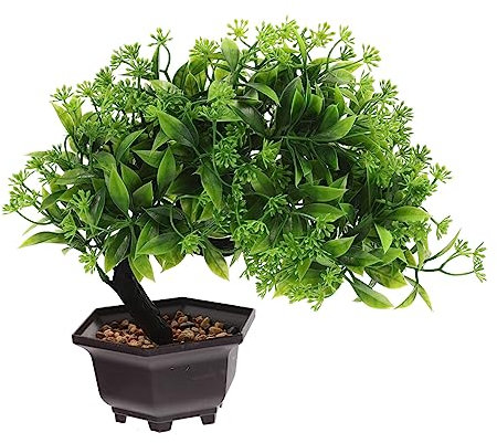 Garneck Künstliche Bonsai im Topf Künstliche Pflanzendekorationen für Schreibtisch oder Tv-Schrank Kunststoffpflanze für Innenraumdekoration