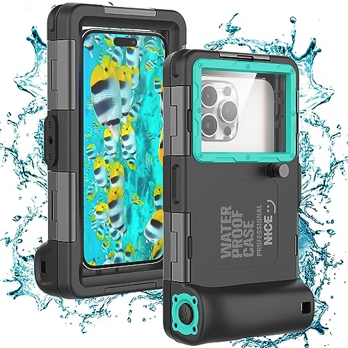 Waterproof Mobile Phone Case for iPhone 14/13/12/11 Pro Max Mini Xr/X/Xs, Samsung Galaxy S22/S21/S20/S10 Ultra Plus Case for Snorkelling with Lanyard (Diving Case Blue)