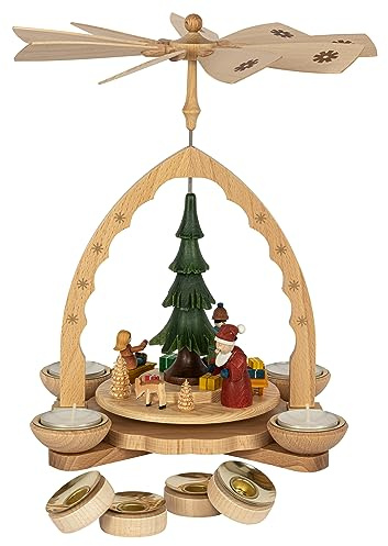 Richard Glaesser Pyramid Christmas Forest Colourful for Tea Light and Candles from Seiffen in the Ore Mountains