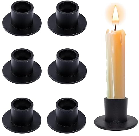 6 Stück Schwarze Kerzenständer,Retro Candlelight Dinner Kerzenhalter, für Wohn,Esszimmer und Schlafzimmerdekoration Kamindekoration