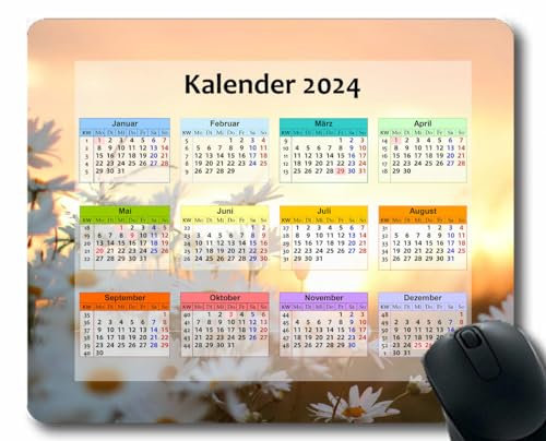 YENDOSTEEN 2024 Kalender-Mauspad,Formoberflächenzellen-Farblicht Mauspads für Computer,Laptop,PC,Büro & Zuhause