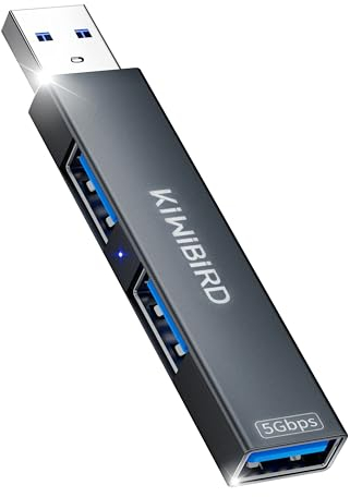KiWiBiRD Ultra Slim USB Hub with Multi Port (1 USB 3.0, 2 USB 2.0), USB Splitter Extension Adapter for Laptop, MacBook, Desktop PC Compatible with Flash Drive Printer Keyboard Mouse Headset Gamepad