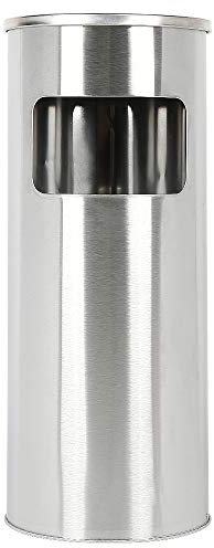 Cannoli Aschenbecher und Mülleimer, 30 l, Schwarz, mit Inneneimer, Edelstahl, für Außen, Indoor und Outdoor, mit Aschenbecher für Büro, Hotel (Silber - 1PC)