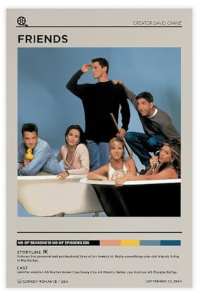 Poster aus der TV-Serie Friends, Leinwand, Schlafzimmer, Dekoration, Sport, Landschaft, Büro, Raumdekoration, Geschenk, ungerahmt, 30 x 45 cm