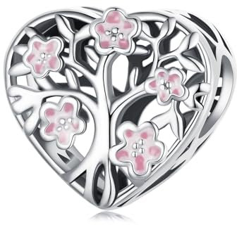 Ciondolo Charm Fiore della Vita per Bracciale Pandora, Ciondolo a Cuore in Argento Sterling 925 come Regalo Gioiello per Donne e Ragazze