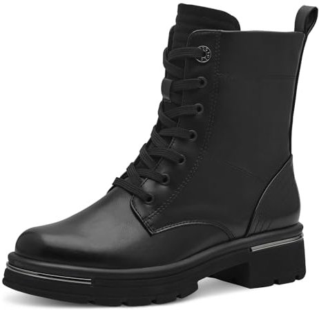 MARCO TOZZI Damen Stiefeletten zum Schnüren mit Blockabsatz mit Reißverschluss, Schwarz (Black), 40 EU