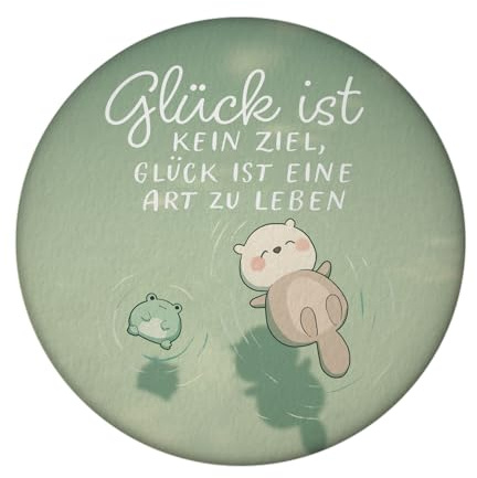 speecheese Magnet Otter und Frosch mit Spruch Glück ist Lebensart kein Ziel | Süßes Kawaii Geschenk für Lebenskünstler Perfekt für Geburtstag Weinkeller