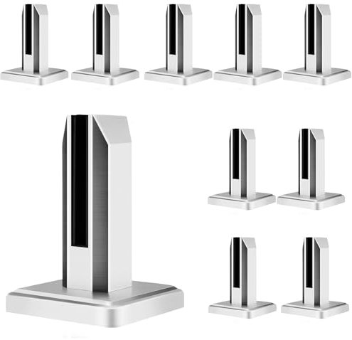 YUNYODA Abrazadera de Vidrio 10PCS, Acero Inoxidable Escaleras Soporte Barandilla Cristal de Piscina, Poste de Balaustrada Vidrio, Soporte de Abrazadera de Vidrio para 8-12mm/0.3-0.5 Cristal