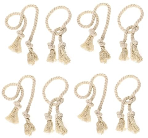 8 Stück Vorhangseil Raffhalter, Raffhalter Vorhang Seil Curtain Rope Buckle Handgemachte Vorhang, Vorhanghalter Vorhang-Raffhalter, Baumwolle, Handgewebt, Raffhalter, Vorhangbänder für Vorhänge(Beige)