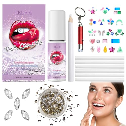 Zahnschmuck,Zahnstein Schmuck,Tooth Gem Kit,Zahnschmuck Set,Zahnstein Set,Tooth Gems,für Glänzende Reflektierende Zahndekoration mit Strasssteinen und Marquise-Diamanten