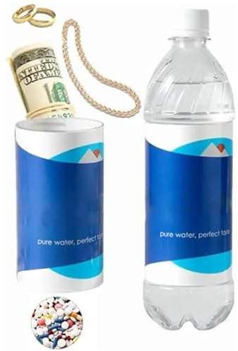 Contenitore segreto per bottiglie d'acqua | Nascondiglio segreto in ve ra bottiglia d'acqua con fondo | Contenitore per denaro sicuro per la diversione della bottiglia d'acqua