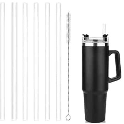 Replacement Straws Compatible with Stanley Cup 40oz - Reusable Straws with Cleaning Brush, for Milkshake, Cold Drinks and More, 6 Pack