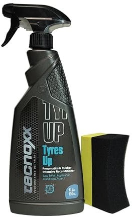Tecnoxx Tyres Up - Lucidante e Idratante per Pneumatici e Gomma per Auto e Moto - Protezione UV, Brillantezza Intensa e Risultato Immediato - 750 ml con Spruzzatore