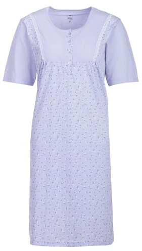 Zeitlos Nachthemd Damen Kurzarm Gänseblümchen Spitze Knöpfe M-6XL Knopfleiste Schlafshirt