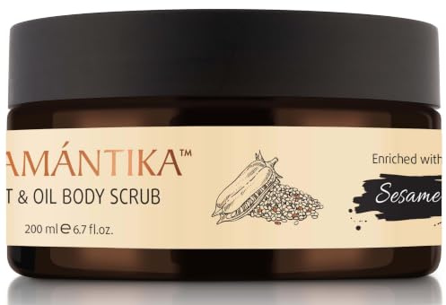 SEAMANTIKA - Totes-Meer-Salz-Körperpeeling mit Sesamöl - 200 ml | Das Salzpeeling mit Sesam-, Mandel- und Arganöl glättet raue Stellen und hinterlässt die Haut weich und gepflegt.