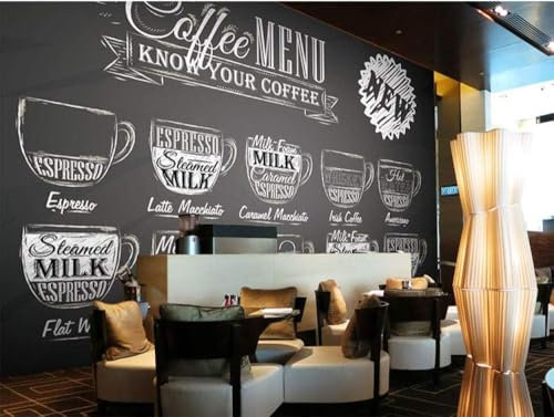 Schwarzer Und Weißer Graffiti-Kaffee 3D Tapete Büro Wohnzimmer Sofa Schlafzimmer TV Hintergrund Wand Dekoration-200cm×140cm