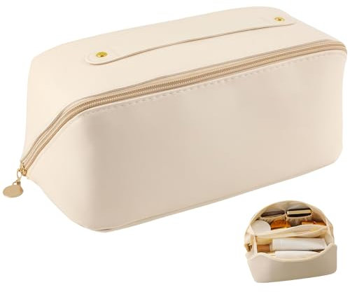 Kosmetiktasche Groß Hohe Kapazität Verwendet Für Damen, Tragbar Make Up Tasche Und Make Up Bag Wasserdicht, Hochwertig Kosmetiktasche Damen, Makeup Bag Familiennutzung Oder Reisenutzung Usw (Weiß)