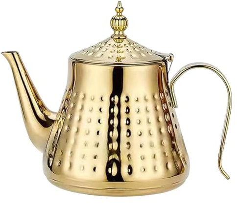 Qianly Stainless Steel Tea Kettle Coffee Server Compact Coffee Pot Hot Water Dispenser Tea Maker for Office Dinner Party Hotels, 1.1L