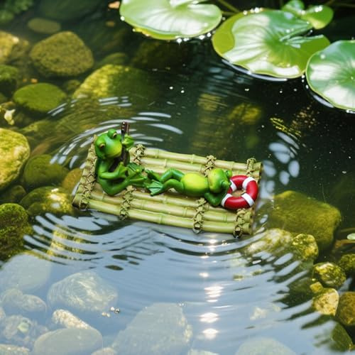 DZAY Miniteich Deko Schwimmender Frosch Teichdeko Gartendeko für Draußen Wetterfest,Grün Frösche Figuren Schwimmfiguren,Teich Deko Garten Froschkönig Gartenteich Tierfigur für Schwimmdeko Teich