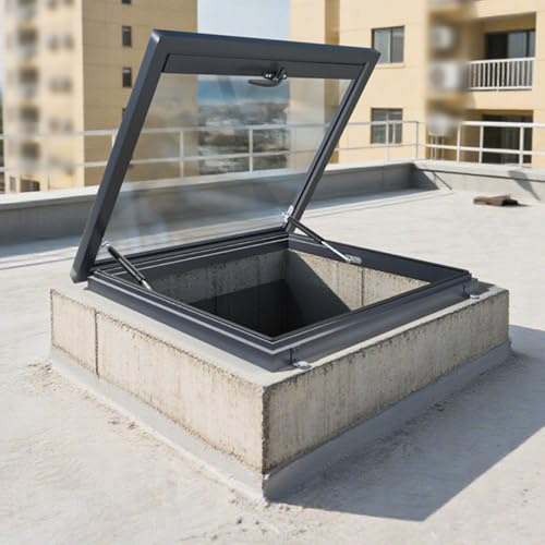 Ventana de Tejado Resistente, Claraboya Techo de Aluminio y Metal, Claraboya Empotrada, Ideal para áTicos, Terrazas Acristaladas(75x75cm/30x30in)
