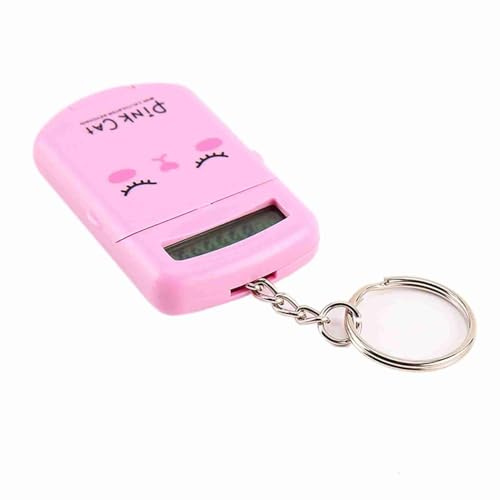 Dioche Mini-Rechner, Niedlicher Cartoon-Schlüsselanhänger, 8-stelliges Display, Tragbar, Taschenformat, Einfacher Taschenrechner für, Studenten, Schulbedarf, Rosa, Blau, Schwarz, Grau (PINK)