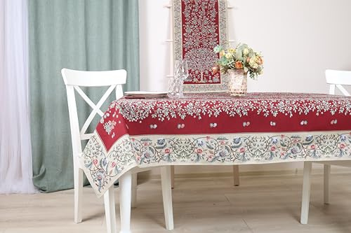 textile idea Tischdecke 100x100 cm im Barockstil Blumen - Bordeauxrot, hochwertige Gobelin Jacquard Tischdecke, dekorative Esstisch Dekoration, pflegeleicht, waschbar bis 30 °C