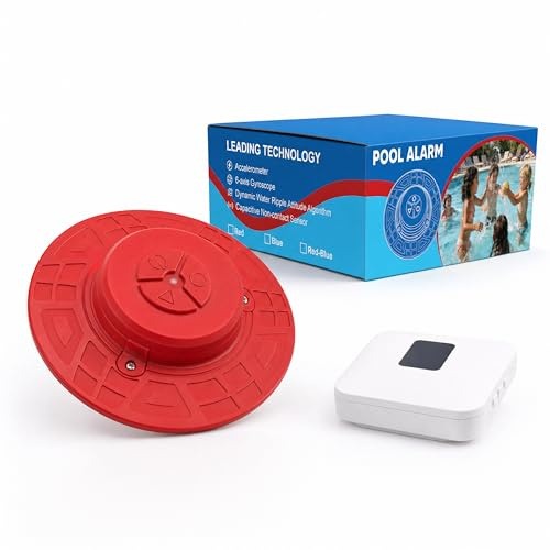 Alarme de piscine pour piscines creusées et hors sol – Alarme de sécurité flottante étanche IP68 avec récepteur intérieur, portée sans fil de 80 m, double sirène de 110 dB pour enfants et animaux