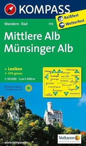Mittlere Alb - Münsinger Alb: Wanderkarte mit KOMPASS-Lexikon und Radrouten 1:50000. (KOMPASS Wanderkarte, Band 779)