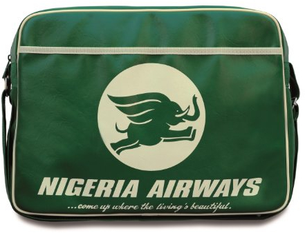Logoshirt® Nigeria Airways I Logo I Umhängetasche I Schultertasche I Retro-Sporttasche I Kunstleder I Querformat I grün I Lizenziertes Originaldesign