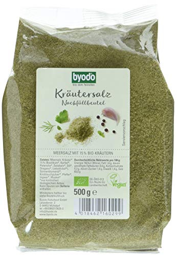 Bio Kräutersalz 500g - Byodo, Feinkörniges Salz mit 7 aromatischen Bio-Kräutern, Vegan & Vegetarisch, nicht jodiert, ohne Zuckerzusatz, ideal für eine gesunde Ernährung