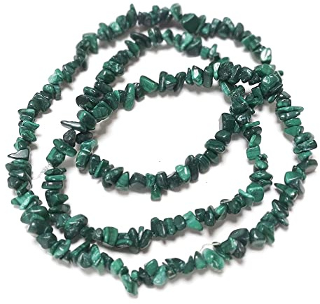Green Malachite Grade A Chip Beads 5mm-8mm Long Strand of 240+ Pieces - Perfect for Jewellery Making, Home Decor, and More