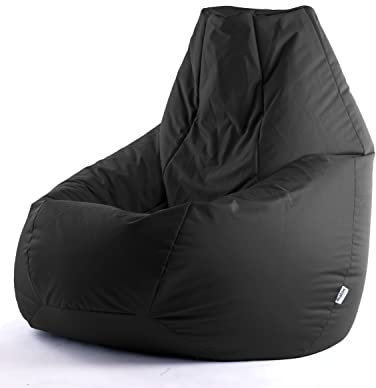 Avalon - Pouf Poltrona Sacco Gigante XXL Jive, Puffo per Sedersi Ergonomico, Pouf a Sacco in Tessuto Antistrappo e Impermeabile, Poltrona a Sacco Moderna, Made in Italy(95x95x135cm-Nero)