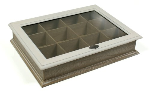 Vintage Shabby Chic - WOODEN BOX TEA BAG CHEST 12 COMPARTMENT