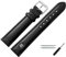 MARBURGER Uhrenarmband 16mm Leder Schwarz Silber Glatt Mit Naht - Montage Set 1001610000120