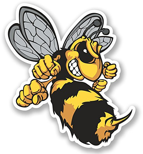 #4637 Vinyl-Aufkleber, Motiv: Wespe, Biene, Hornet, iPad, Laptop, Helm, Auto, Fahrrad, Geschenk, Gelb, 9 cm breit x 10 cm hoch, 2 Stück