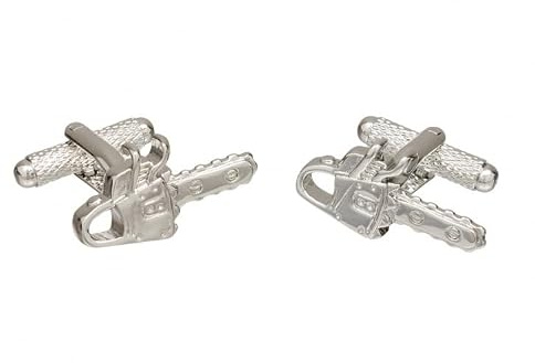 Silver Colour Chainsaw Shirt Cufflinks Presented in a GS Cufflink Box