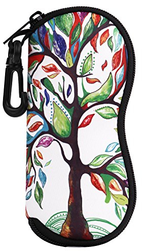 MoKo Custodia per Occhiali da Sole, Astuccio Portatile a Cerniera di Neoprene Morbido con Clip da Cintura, per Occhiali, Montature, Cosmetici, Chiavi, Penne, Schede, ECC, Fortunato Albero