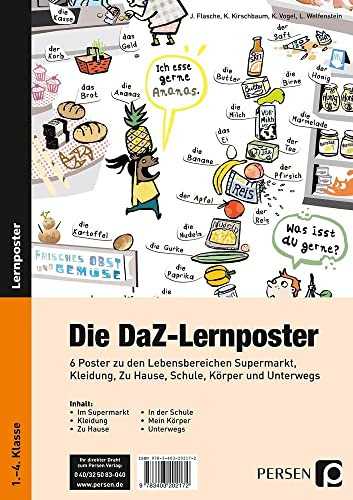 Die DaZ-Lernposter: 6 Poster zu den Lebensbereichen Supermarkt, Kleidung, Zu Hause, Schule, Körper und Unterwegs (1. bis 4. Klasse) (Deutsch als Zweitsprache syst. fördern - GS)