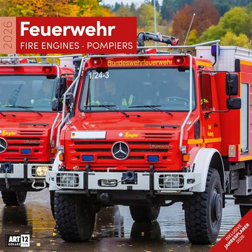 Feuerwehr Broschürenkalender 2026 - 30x30 - Art12 | Hochwertiger Feuerwehr-Kalender im schlanken Hochformat (aufgeklappt 30x60 cm) | zum Eintragen