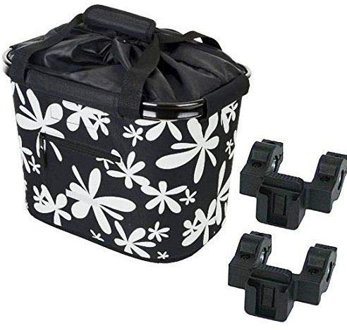 De Lux Blue Bird Fahrrad Lenkertasche Quick-Clip 20 Liter Lenkerkorb Floral + 2.Lenkerhalter