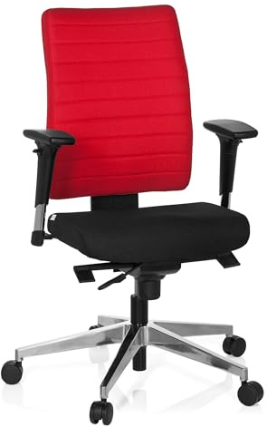 hjh OFFICE 608813 Bürostuhl PRO-TEC 350 Stoff Schwarz/Rot Drehstuhl ergonomisch, Rückenlehne & Armlehnen verstellbar