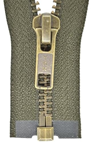 YKK Reißverschluss 1 Wege teilbar dunkel olive 70 cm Metall Metallzähne