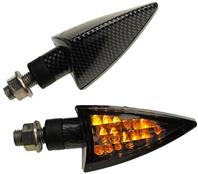 Citomerx Motorrad Mini Blinker LED Rob carbon getönt E-geprüft M10 kompatibel mit Honda Yamaha Suzuki Aprilia Rex Peugeot MBK