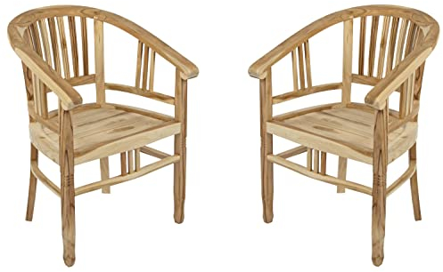 SAM 2er Set Teak-Holz Massiv Gartensessel Moreno, Stuhl mit Armlehnen, für Balkon, Terrasse