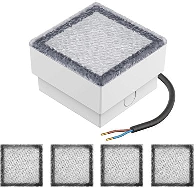 ledscom.de 5 Stück LED Pflasterstein Bodeneinbauleuchte CUS für außen, IP67, eckig, 10 x 10cm, kaltweiß