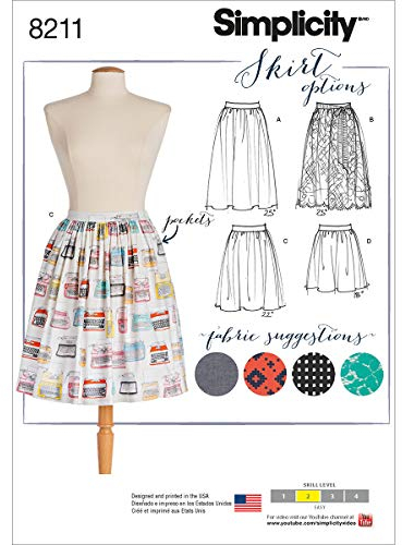 Simplicity Muster 8211 Schnittmuster Dirndl Röcke in DREI Längen, weiß