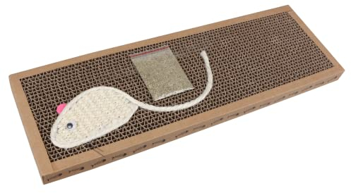 Nobleza - Tiragraffi per gatto con canapa naturale e cartone denso, con sacchetto di erba gatta in regalo. (38 * 12.5 * 1.8) cm