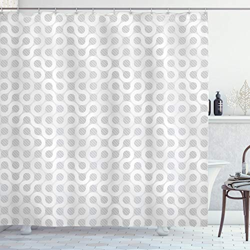 ABAKUHAUS Grau und Weiß Duschvorhang, Abstraktes Muster, mit 12 Ringe Set Stielvoll Modern, 175x200 cm, Grau weiß