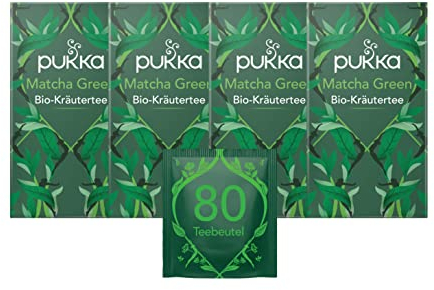 Pukka Tee Set, Bio-Grüntee Surpreme Matcha Green, Grüner Tee, Matcha, Für grünen Schwung in deinem Alltag, 4er Pack, 80 Teebeutel